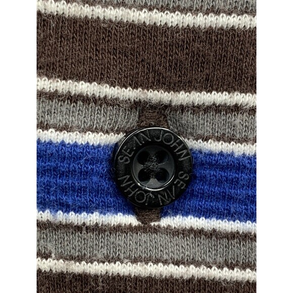 Sean John Polo Shirt 1/4 Button Men's Size XXL Blue Gray Original Fit  Striped - Picture 11 of 14